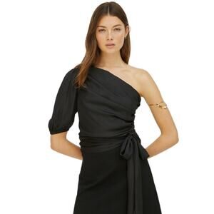 NWT Dolan Ruched Single-Shoulder Top in Black S